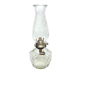 Lamplight Farms Clear Glass Oil/Kerosene Lamp 14" Horse & Buggy Design Hexagon B